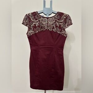 French Connection Burgundy Embellished Dress size 6 Women